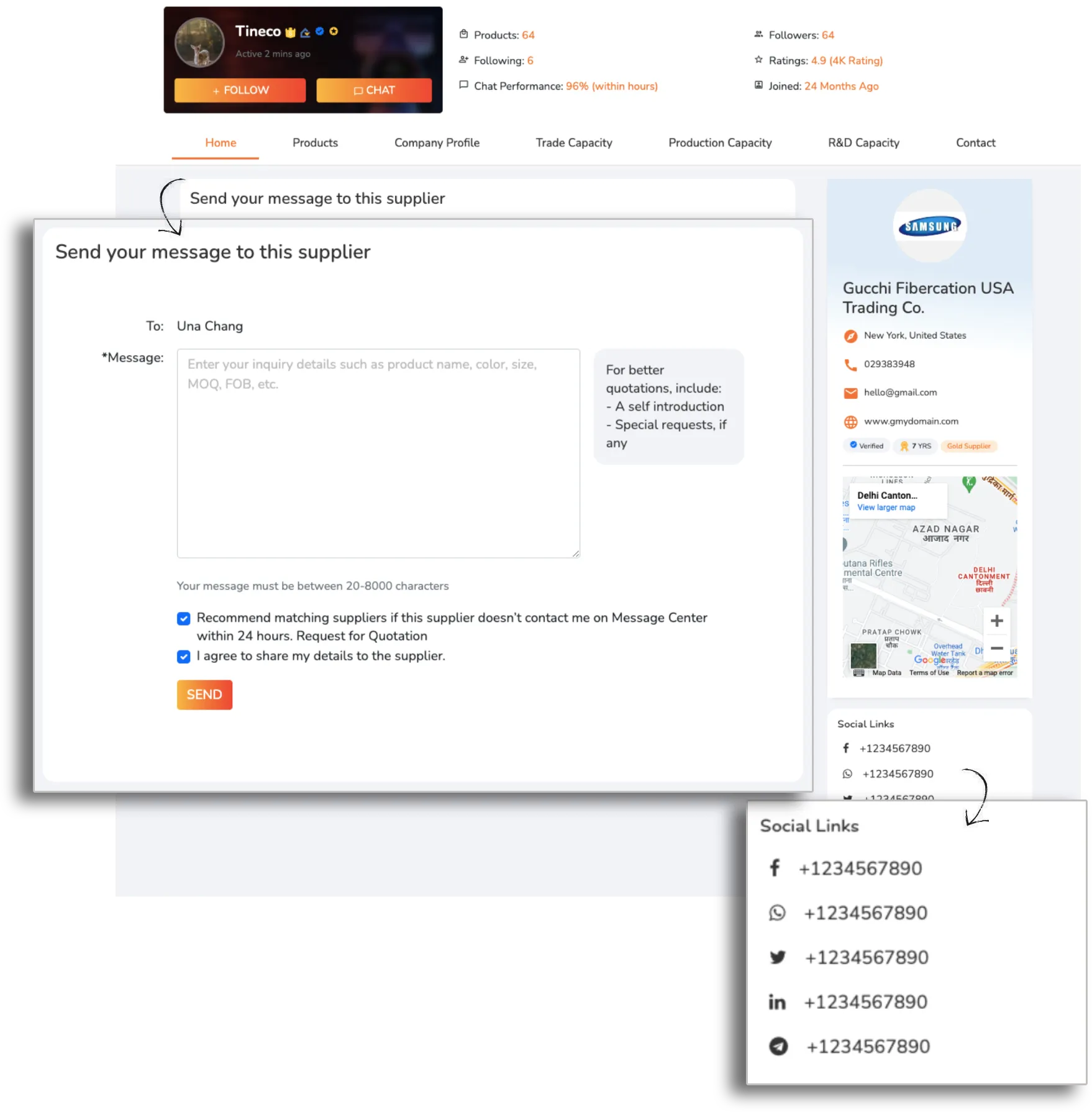 Store Inquiry Box and Social Media Account Management