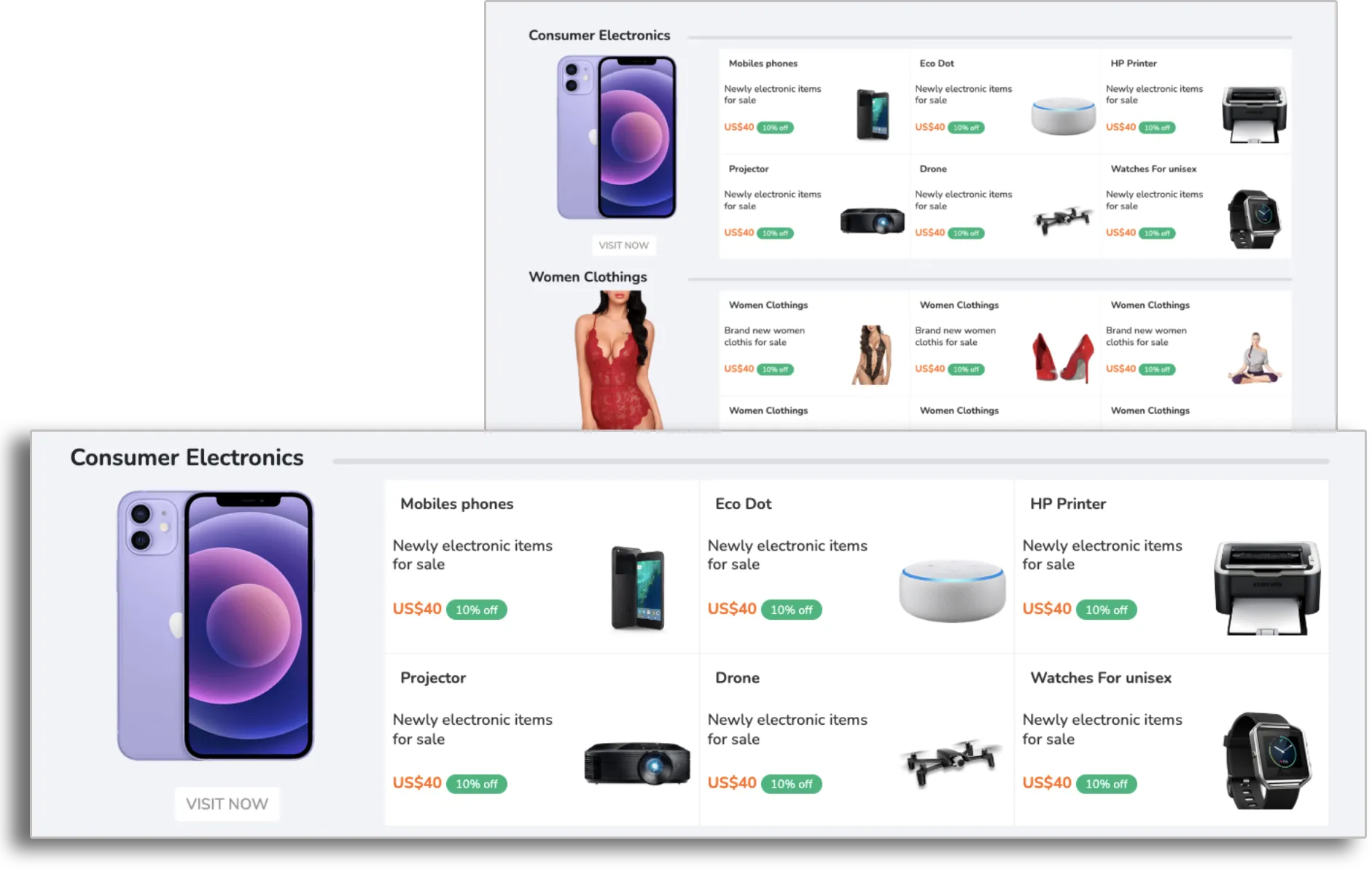 Home Page Categories and Product Management